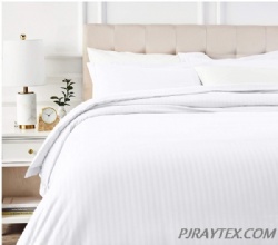 Striped Microfiber Duvet Cover Set - Full or Queen, Bright White