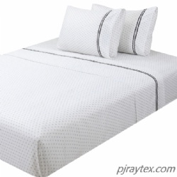 Microfiber Wrinkle Resistant, Soft Sheets with Metallic Dot White , All Season, Cozy Bedding-Set, Matching Pillow Case