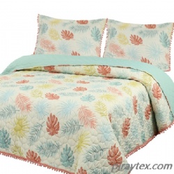 Lightweight Quilt Set Printed Bedspread Quilted with Sham 3pcs