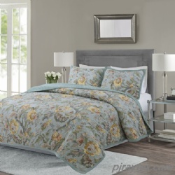 3 Pieces Rich Printed Quilt Set, Reversible & Decorative-Full/Queen