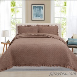 Crinkled microfiber quilting bed cover with Ruffle edges