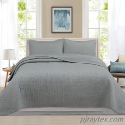 Pigment washed polyester embroidery quilt set