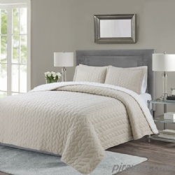 Ultra-Soft Jersey Knit Sherpa quilt Bedding Set Down Alternative