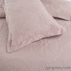 Embroidery Quilt, Solid Color Bedding Set 3pc , Quilted Bedspread