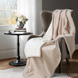 Soft Cable Knitting Throw Blanket Quilted Throws with Sherpa 