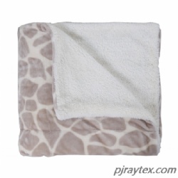 Flannel Fleece Printed Throw Blanket with Sherpa Backing