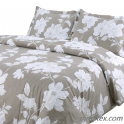 Soft Microfiber Bedding Set, Grey and White Floral Printed