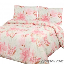 Microfiber Duvet Cover Set, Watercolor Flowers Leaves Painting 